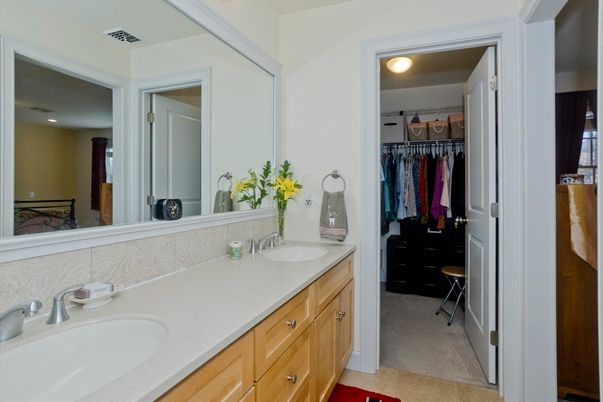 Bathroom, Dual Sink Vanities, Interior, Recessed Lighting, Walk-in Closets