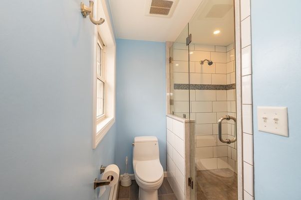 Bathroom, Glass Shower, Interior, Recessed Lighting