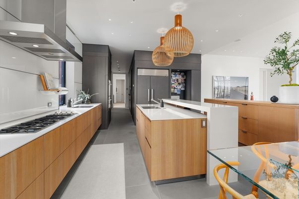Interior, Kitchen, Pendant Lights, Recessed Lighting, Stainless Steel Appliances