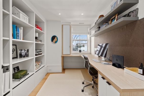 Home Office, Interior, Recessed Lighting, Wood Texture Flooring