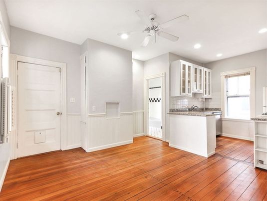 Interior, Kitchen, Recessed Lighting, Wood Texture Flooring