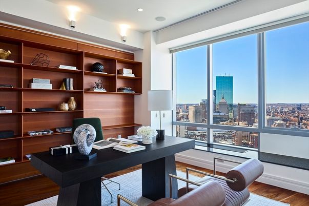 Home Office, Interior, Recessed Lighting, Wood Texture Flooring
