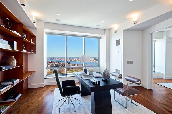 Home Office, Interior, Recessed Lighting, Water, Wood Texture Flooring