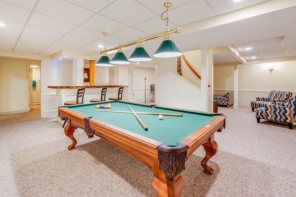 Billiard Table, Game Room, Interior, Pendant Lights, Recessed Lighting
