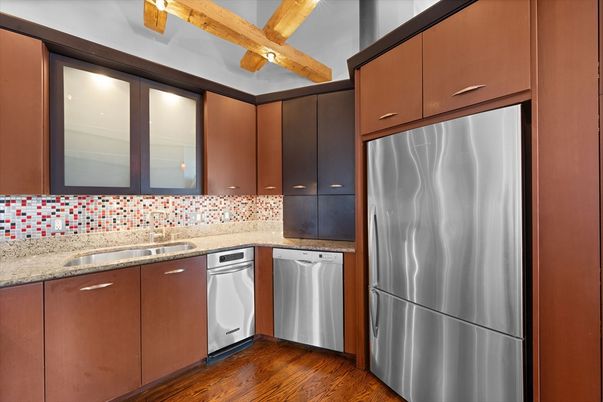 Interior, Kitchen, Stainless Steel Appliances, Wood Texture Flooring