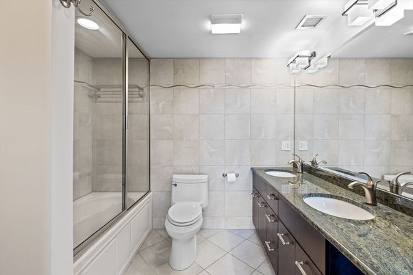 Bathroom, Dual Sink Vanities, Glass Shower, Interior, Recessed Lighting