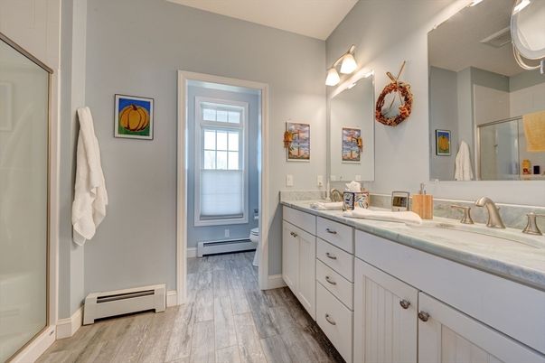 Bathroom, Dual Sink Vanities, Interior, Wood Texture Flooring
