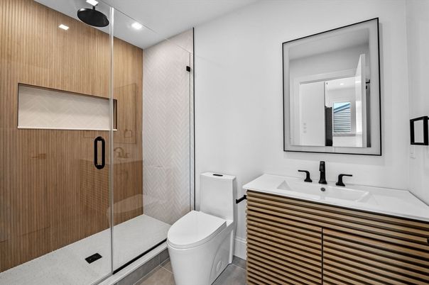 Bathroom, Glass Shower, Interior, Recessed Lighting