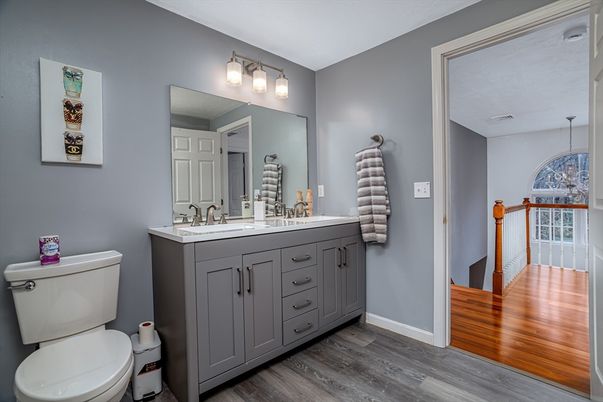 Bathroom, Dual Sink Vanities, Interior, Wood Texture Flooring