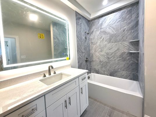 Bathroom, Interior, Marble Walls, Recessed Lighting