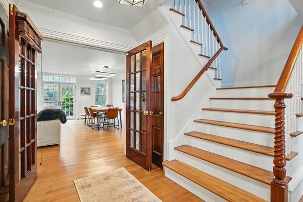 Dining room, Interior, Recessed Lighting, Wood Texture Flooring