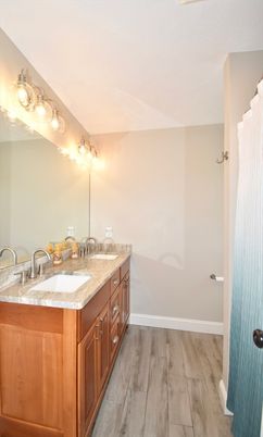 Bathroom, Dual Sink Vanities, Interior, Wood Texture Flooring