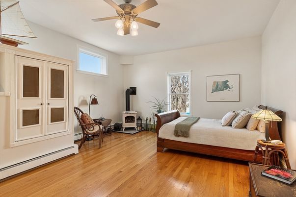 Bedroom, Fireplace, Interior, Wood Texture Flooring