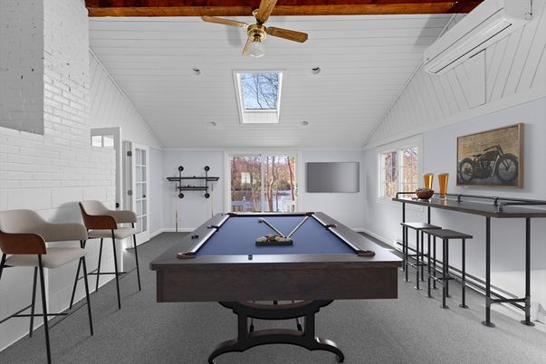 Billiard Table, Game Room, Interior, Stone Walls