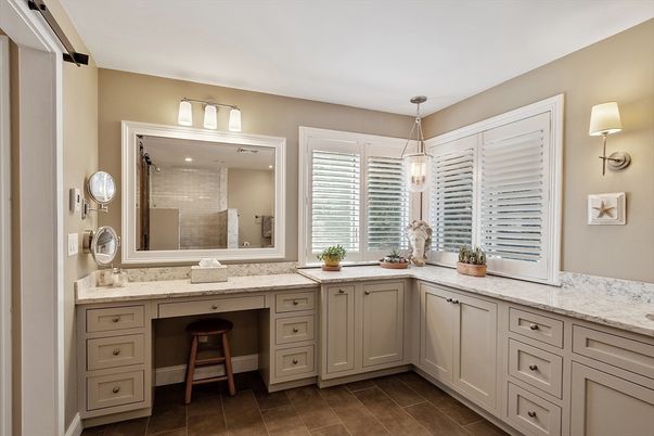 Bathroom, Dual Sink Vanities, Interior, Pendant Lights