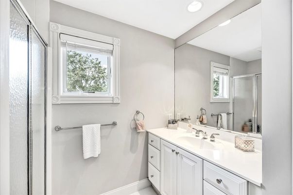 Bathroom, Glass Shower, Interior, Recessed Lighting