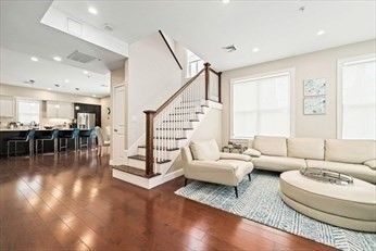 Interior, Kitchen, Living room, Recessed Lighting, Stainless Steel Appliances, Wood Texture Flooring