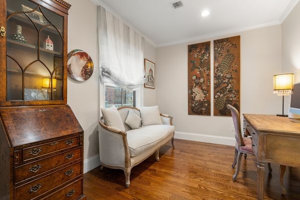 Home Office, Interior, Recessed Lighting, Wood Texture Flooring
