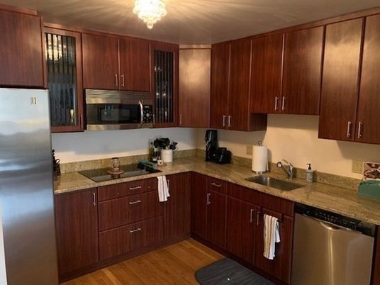 Interior, Kitchen, Stainless Steel Appliances, Wood Texture Flooring