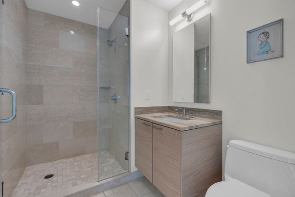 Bathroom, Glass Shower, Interior, Recessed Lighting