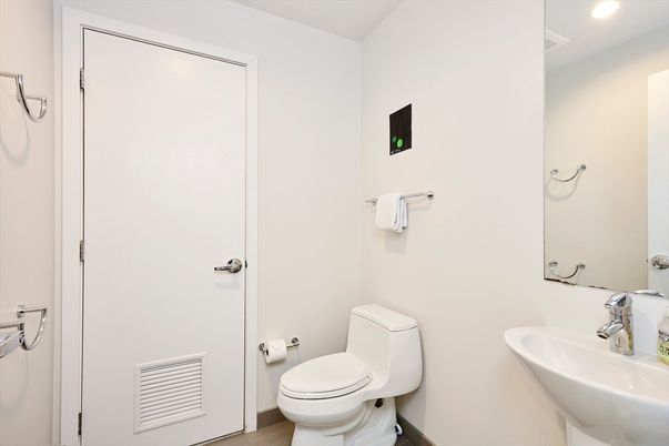 Bathroom, Interior, Recessed Lighting, Wood Texture Flooring