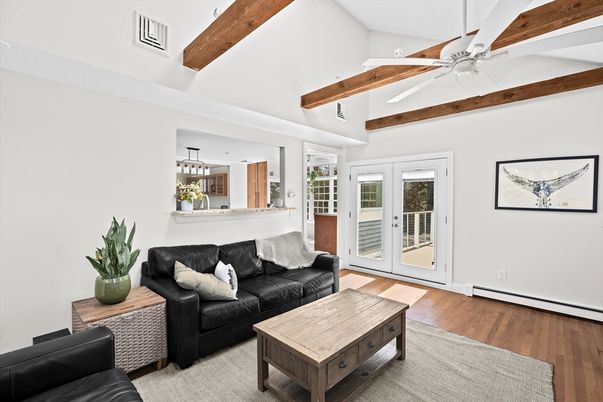 Interior, Living room, Pendant Lights, Wooden Beams, Wood Texture Flooring
