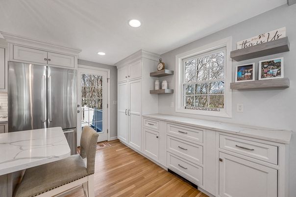 Interior, Kitchen, Recessed Lighting, Wood Texture Flooring
