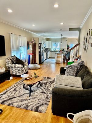 Interior, Kitchen, Living room, Pendant Lights, Recessed Lighting, Wood Texture Flooring