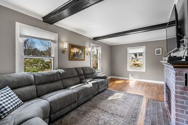 Fireplace, Interior, Living room, Wooden Beams, Wood Texture Flooring