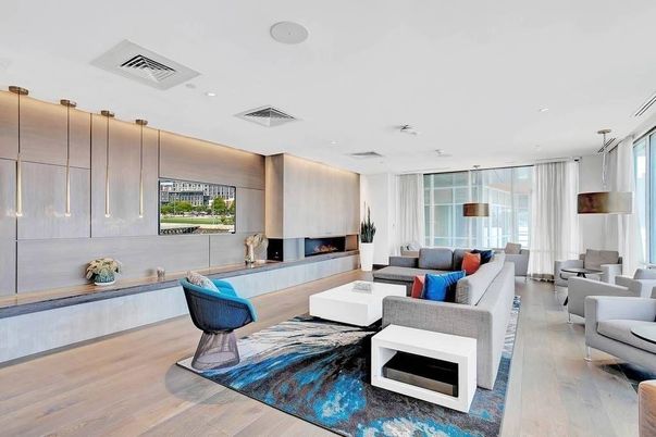 Fireplace, Interior, Living room, Pendant Lights, Recessed Lighting, Wood Texture Flooring