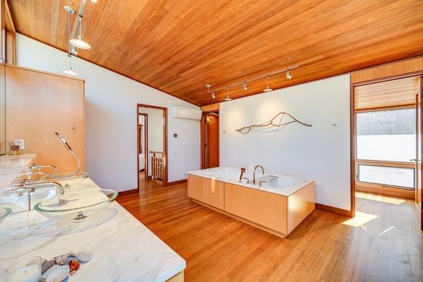 Bathroom, Interior, Wooden Ceilings, Wood Texture Flooring