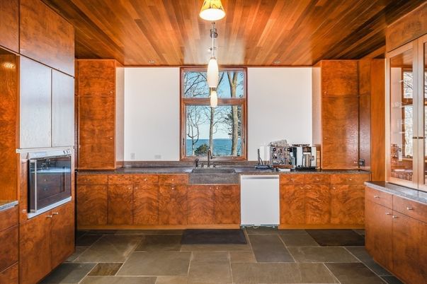 Interior, Kitchen, Pendant Lights, Recessed Lighting, Water, Wooden Ceilings