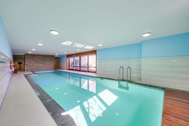 Interior, Pool, Recessed Lighting, Stone Walls