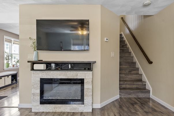 Fireplace, Interior, Wood Texture Flooring