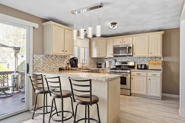 Interior, Kitchen, Pendant Lights, Stainless Steel Appliances, Wood Texture Flooring