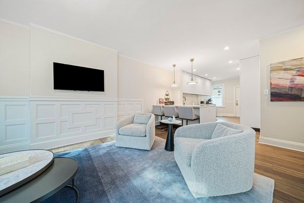 Dining room, Interior, Kitchen, Pendant Lights, Recessed Lighting, Wood Texture Flooring
