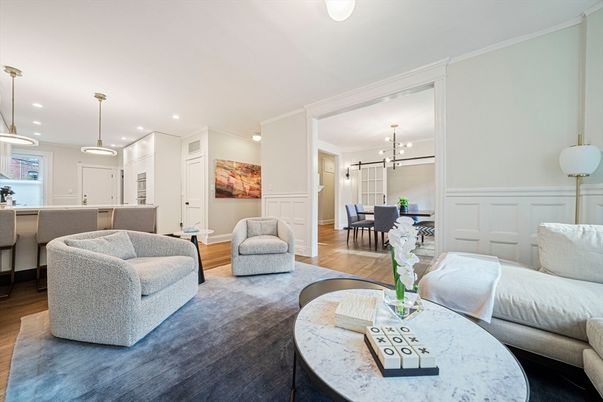 Dining room, Interior, Kitchen, Living room, Pendant Lights, Recessed Lighting, Wood Texture Flooring