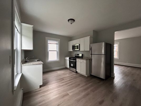 Interior, Kitchen, Stainless Steel Appliances, Wood Texture Flooring