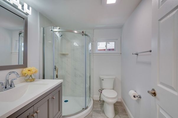 Bathroom, Glass Shower, Interior, Marble Walls