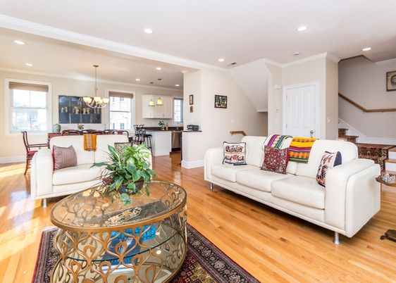 Chandelier, Dining room, Interior, Kitchen, Living room, Pendant Lights, Recessed Lighting, Wood Texture Flooring