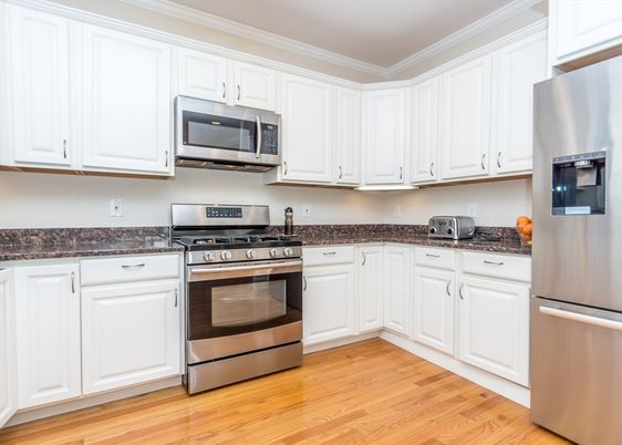 Interior, Kitchen, Stainless Steel Appliances, Wood Texture Flooring