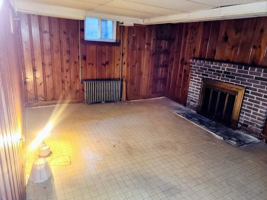Empty room, Fireplace, Interior, Wooden Walls