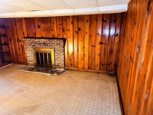 Empty room, Fireplace, Interior, Wooden Walls