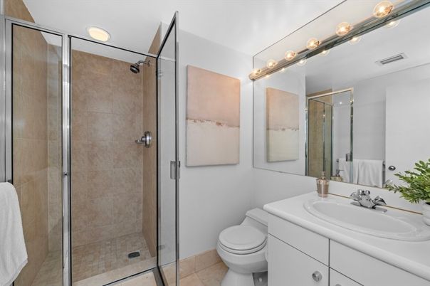 Bathroom, Glass Shower, Interior, Recessed Lighting