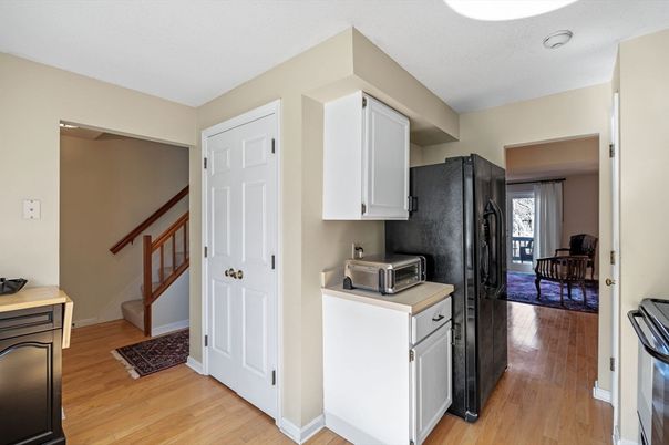 Dining room, Interior, Kitchen, Recessed Lighting, Wood Texture Flooring