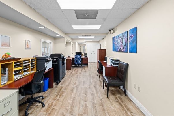 Home Office, Interior, Recessed Lighting, Wood Texture Flooring