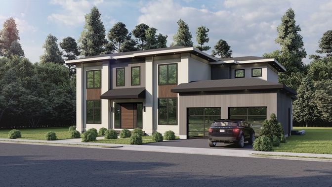 Attached, Exterior, Facade, Modern