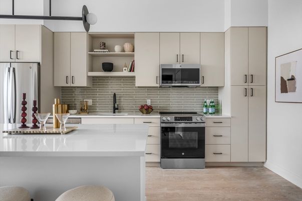 Interior, Kitchen, Stainless Steel Appliances, Wood Texture Flooring