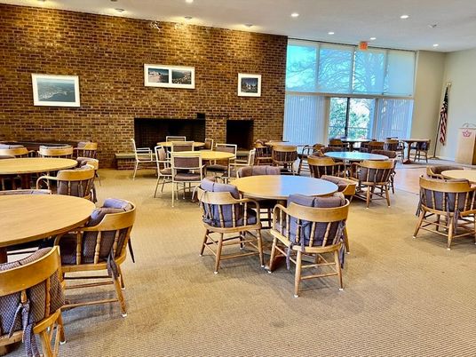 Dining room, Interior, Recessed Lighting, Stone Walls