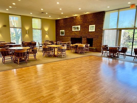 Dining room, Interior, Recessed Lighting, Stone Walls, Wood Texture Flooring
